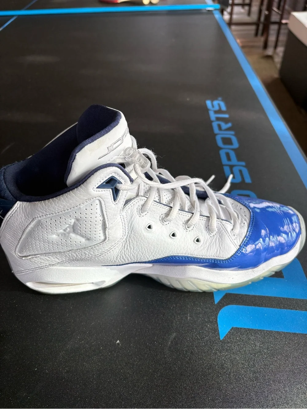 Jordan Retro 11 Style White Blue Silver Basketball Sneakers Size 12
